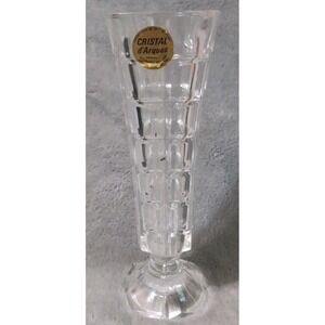 Cristal d' Arques Bud Vase Genuine Lead Crystal 24% France Square Cut Design